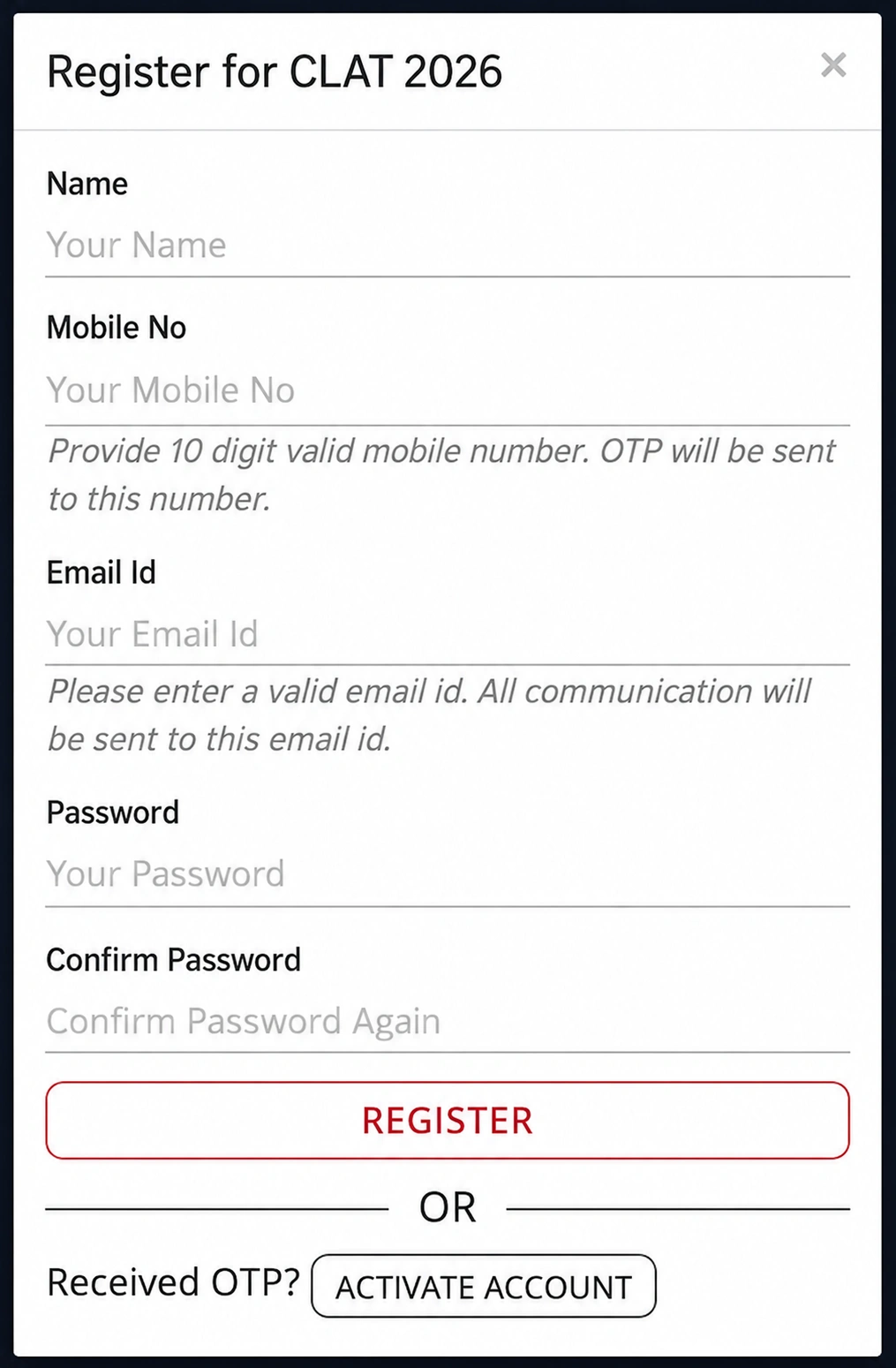 CLAT Registration Steps