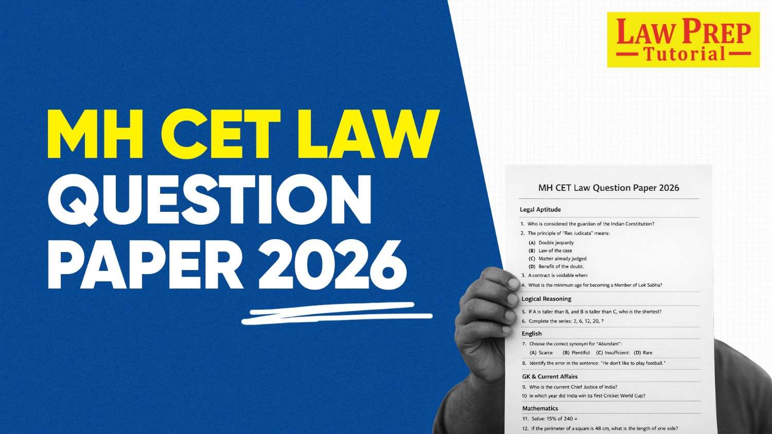 MH CET Law Question Paper 2026